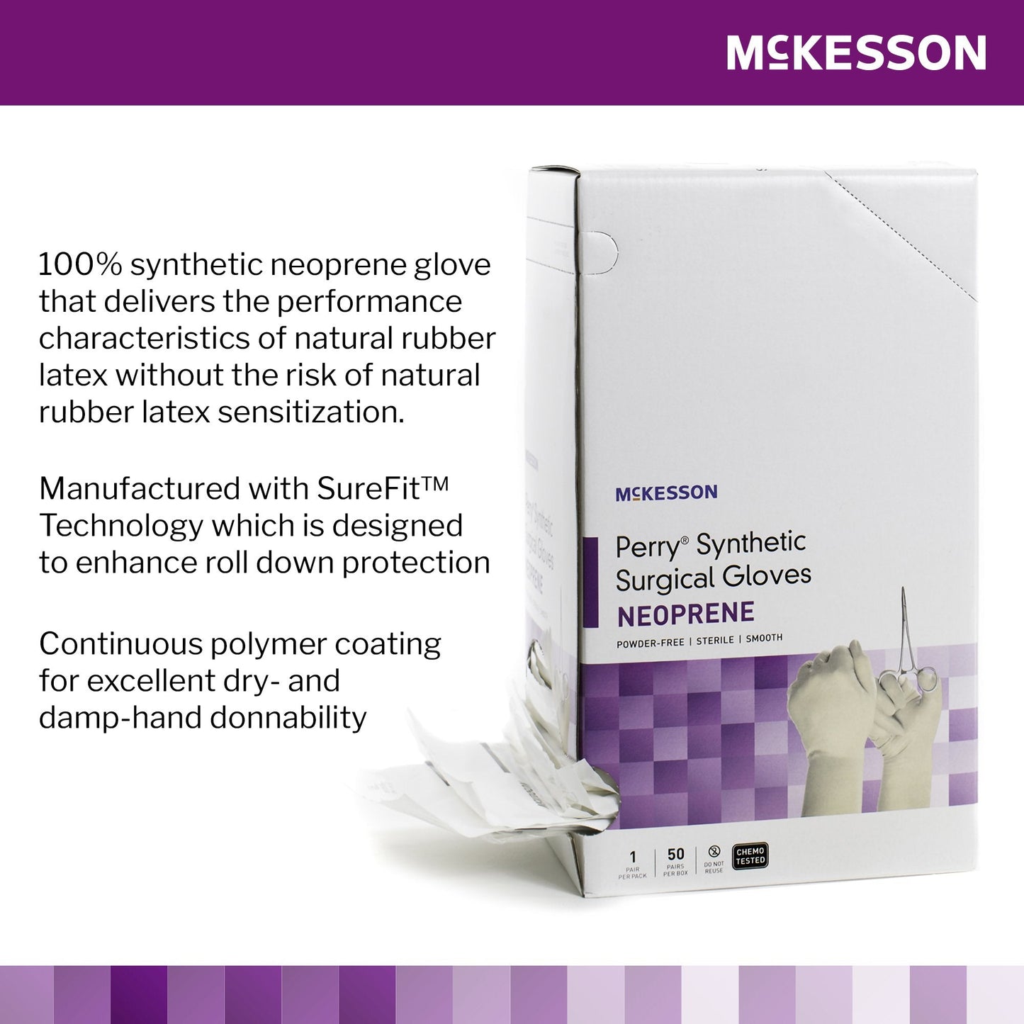 McKesson Perry® Polychloroprene Surgical Glove, Size 6.5, Cream 20-2665N