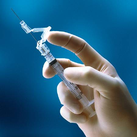 Safety Hypodermic Syringe with Needle SafetyGlide™ Sub-Q 1 mL 5/8 Inch 27 Gauge Sliding Safety Needle Regular Wall - 305927