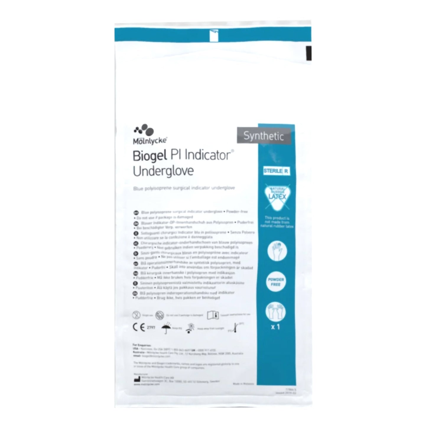 Surgical Underglove Biogel® PI Indicator® Underglove Size 6 Sterile Polyisoprene Standard Cuff Length Smooth Blue Chemo Tested - 41660