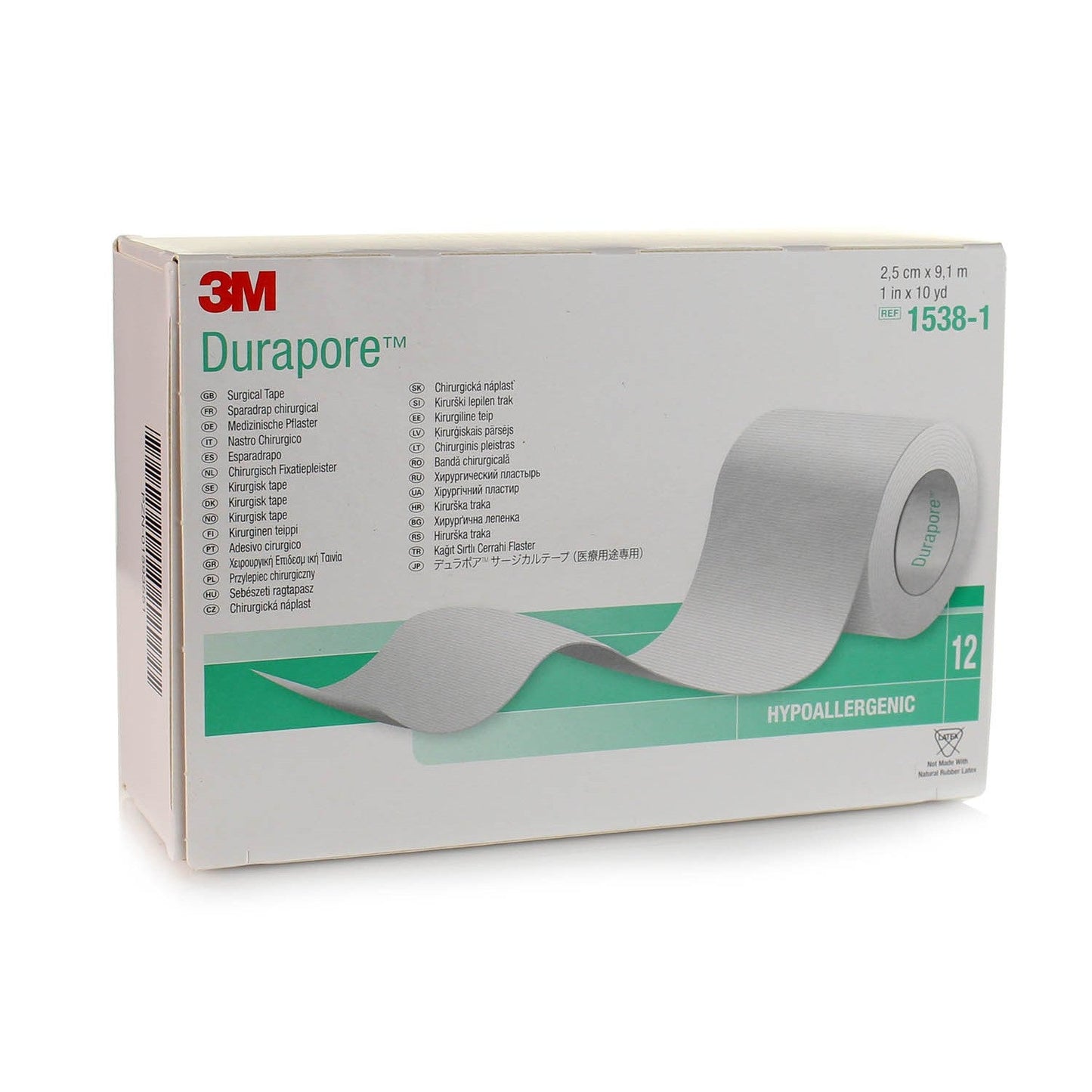 3M™ Durapore™ Silk-Like Cloth Medical Tape 1" x 10 Yards - 1538-1