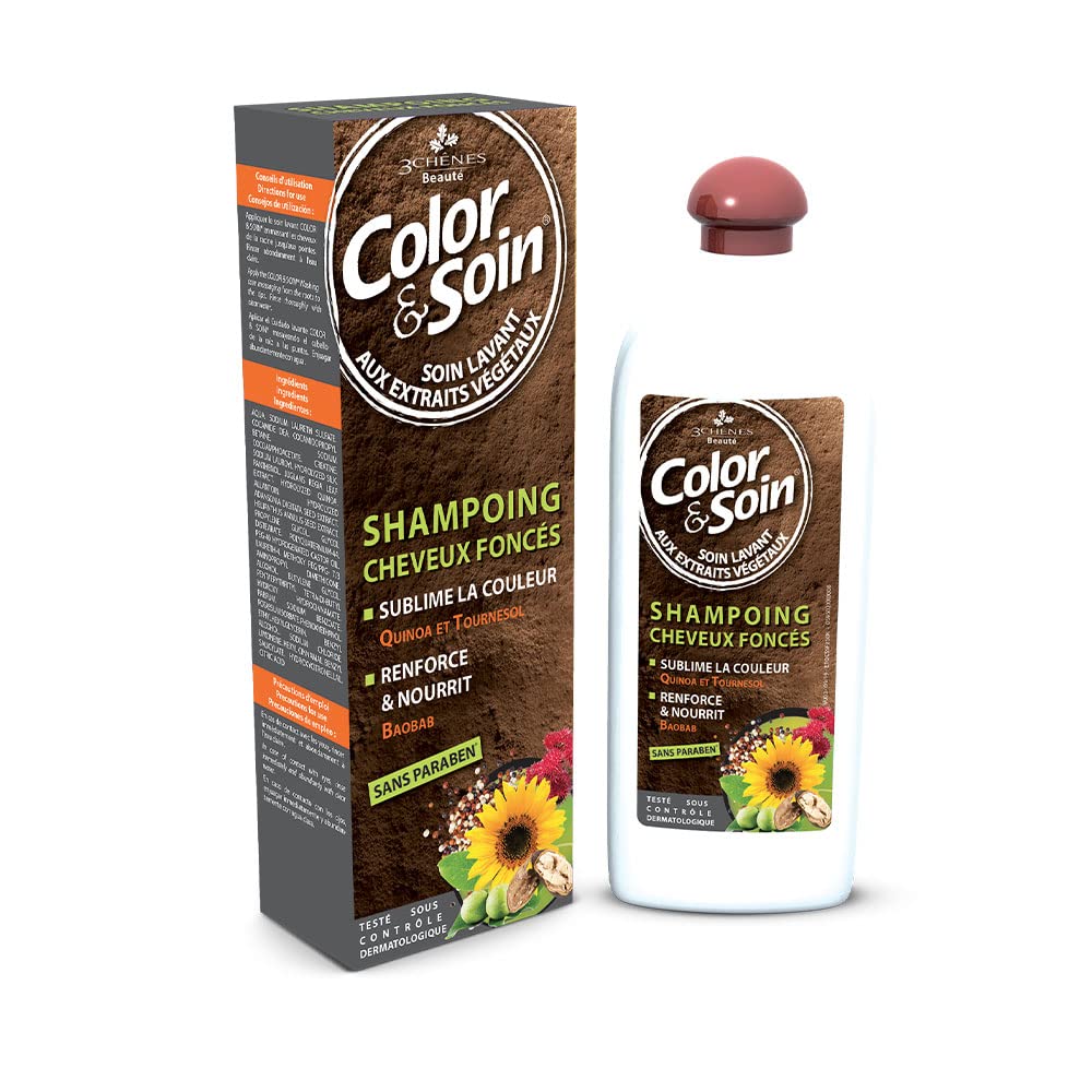 Color&Soin Dark Hair Shampoo 250ml - Color-Protecting, Nourishing Sulfate-Based Shampoo for Vibrant Hair