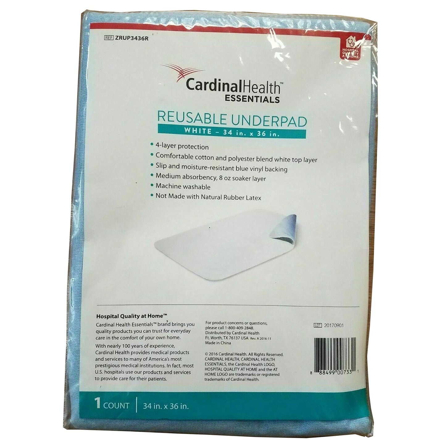ReliaMed Underpad, Reusable, Polyester, 34 x 36 Inch ZRUP3436R