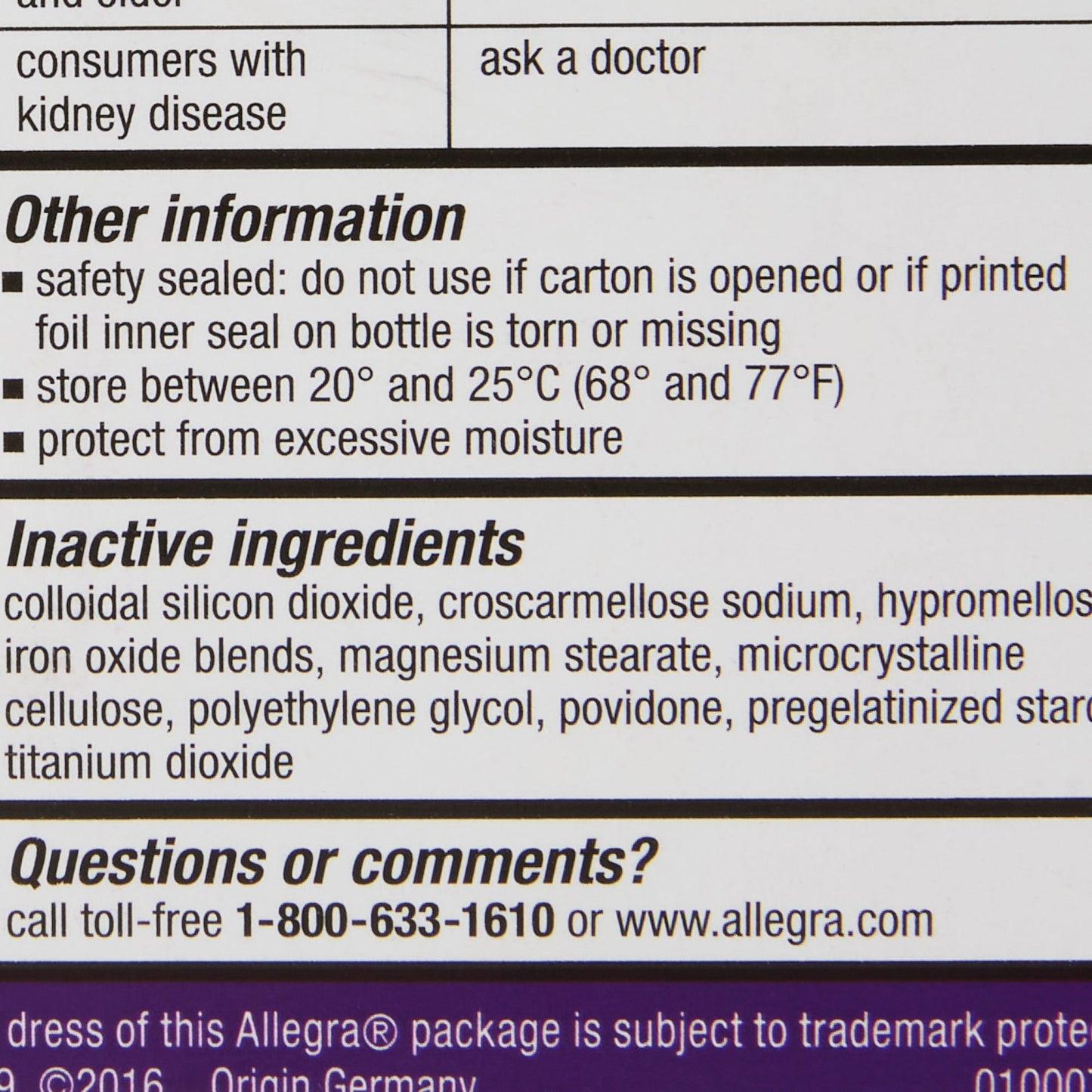 Allegra® Fexofenadine Allergy Relief 41167412004