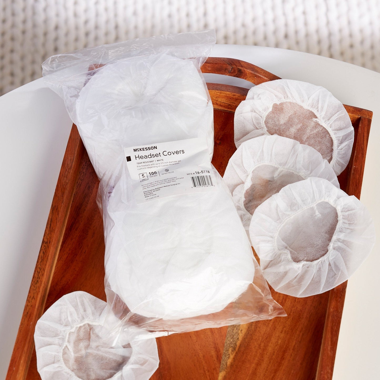 McKesson Sanitary Headset Cover, Small, White 16-5118