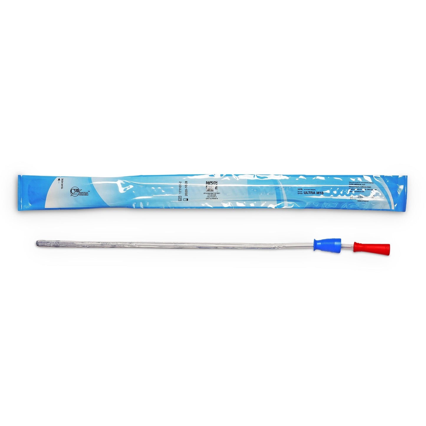 Urethral Catheter Cure Ultra® Straight Tip Lubricated PVC 18 Fr. 16 Inch - ULTRA M18