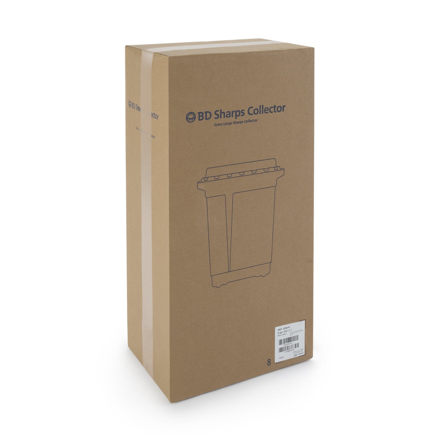 BD Multi-purpose Sharps Container, 9 Gallon, 18-1/2 x 17-3/4 x 11-3/4 Inch 305616