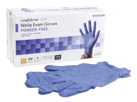 Exam Glove McKesson Confiderm® 3.5C X-Small NonSterile Nitrile Standard Cuff Length Textured Fingertips Blue Chemo Tested - 14-6972C