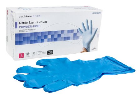 Exam Glove McKesson Confiderm® 6.5CX Small NonSterile Nitrile Extended Cuff Length Textured Fingertips Blue Chemo Tested - 14-674C