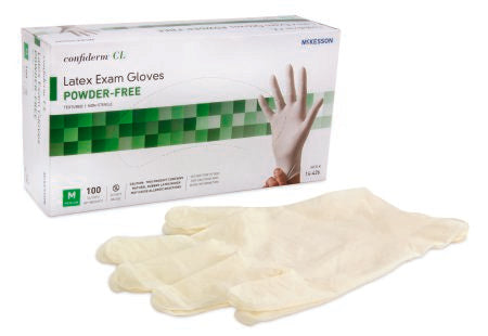 Exam Glove McKesson Confiderm® Medium NonSterile Latex Standard Cuff Length Textured Fingertips Ivory Not Rated - 14-426