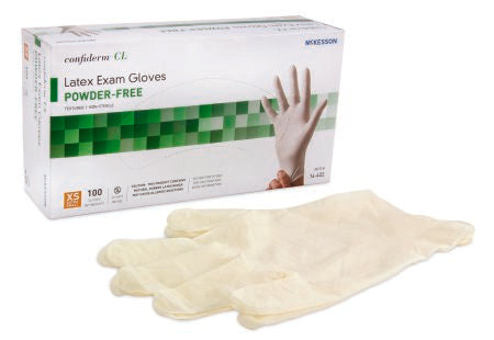 Exam Glove McKesson Confiderm® CL X-Small NonSterile Latex Standard Cuff Length Textured Fingertips Ivory Not Rated - 14-422