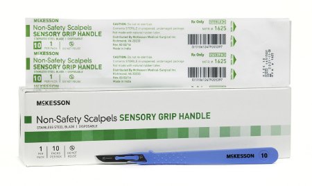 McKesson General Purpose Stainless Steel Scalpel with Sensory Grip Handle # 10 - 1625