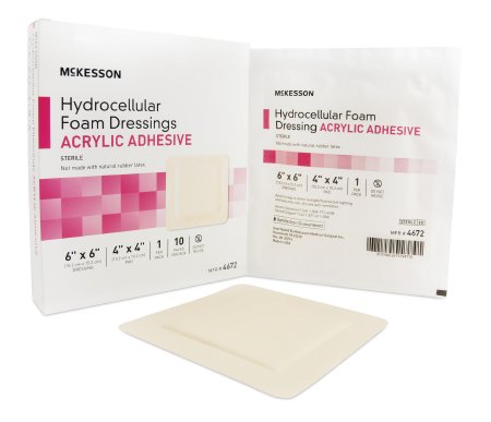 McKesson Hydrocellular Acrylic Adhesive Foam Dressing 6" x 6" - 4672