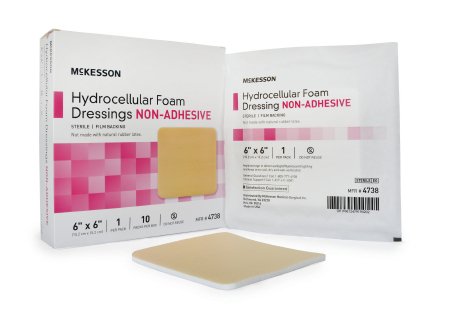 McKesson Hydrocellular Foam Dressings w/ Film Backing 6" x 6" - 4738