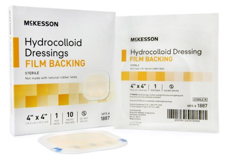 McKesson Hydrocolloid Film Back Dressing 4" x 4" Sterile - 1887