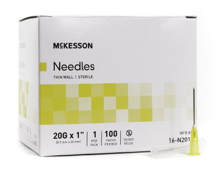 McKesson Hypodermic Thin Wall Needle w/o Safety 20G x 1" - 16-N201