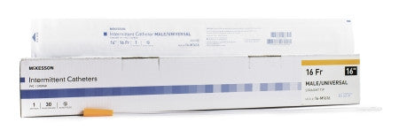 McKesson Male/Univ 16" Straight Tip Intermittent Catheters - 16-M16