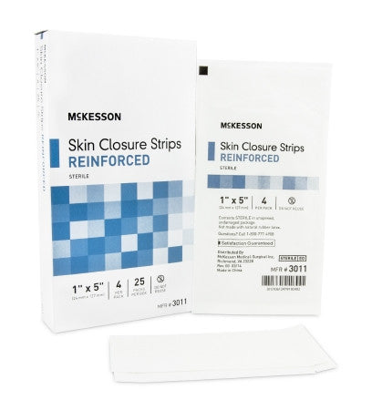 Skin Closure Strip McKesson 1/4 X 4 Inch Nonwoven Material Reinforced Strip White - 3009