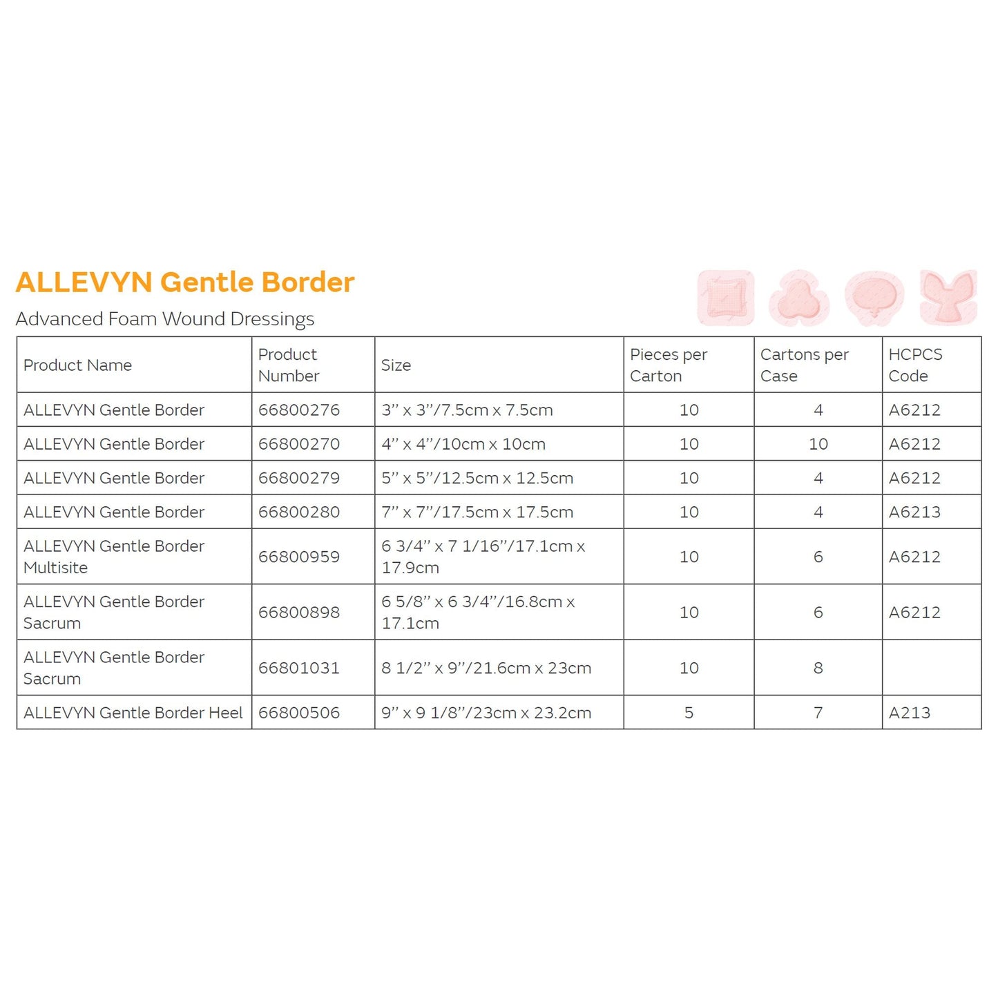 Allevyn™ Gentle Border Heel Foam Dressing, 23 x 23.2 Centimeters 66800506
