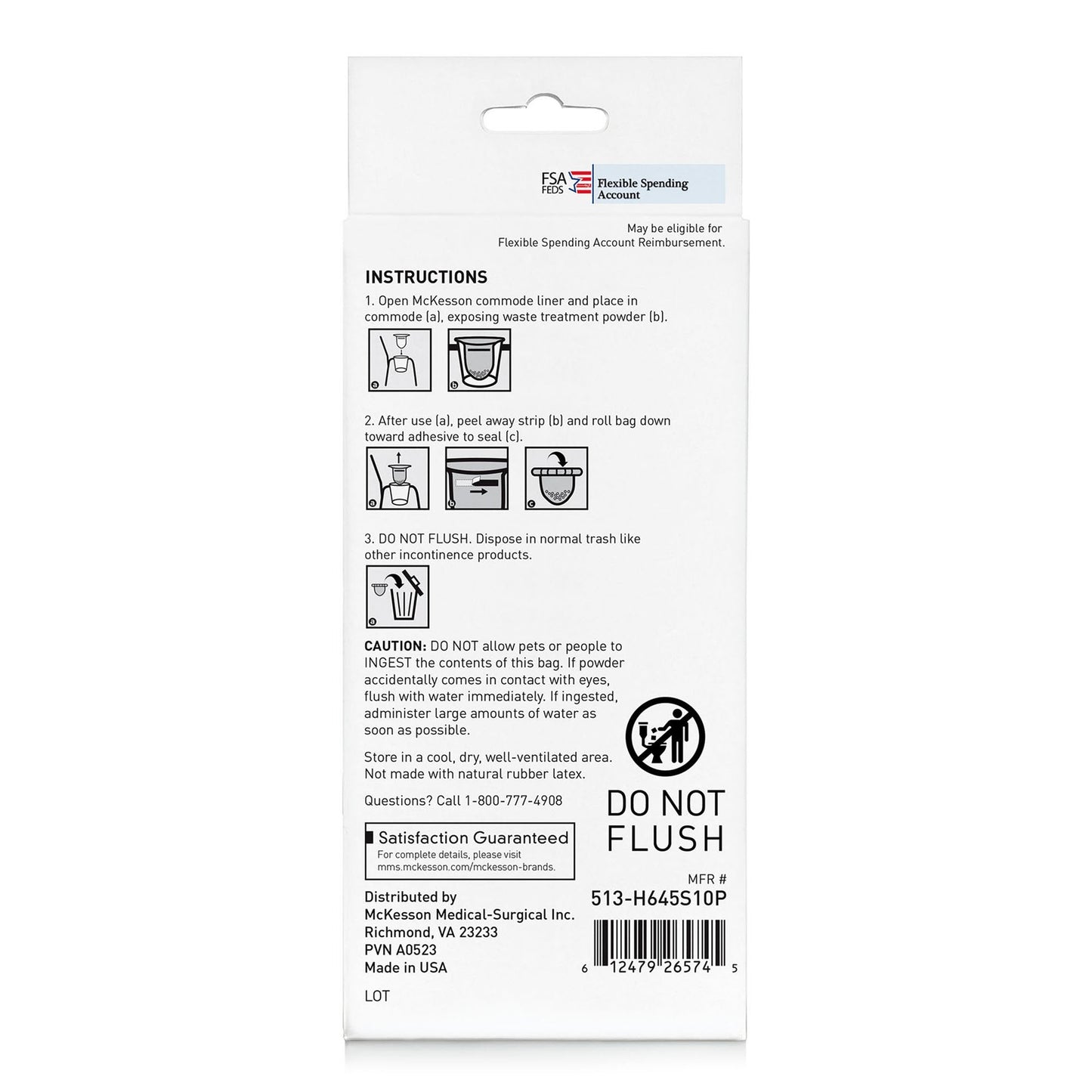 McKesson Commode and Bedpan Liner with Absorbent Powder 513-H645S10P
