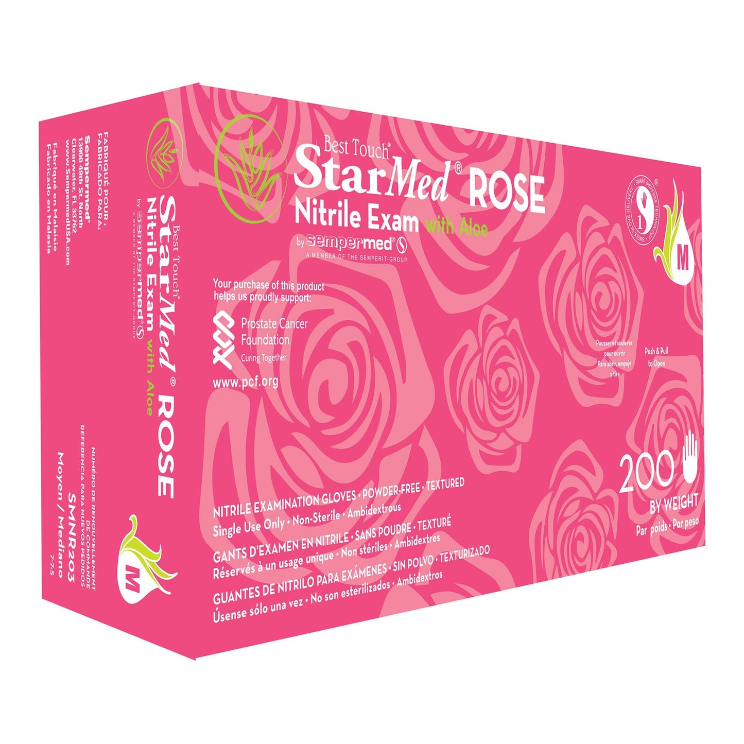StarMed® Rose Nitrile Exam Glove, Medium, Pink SMNR203