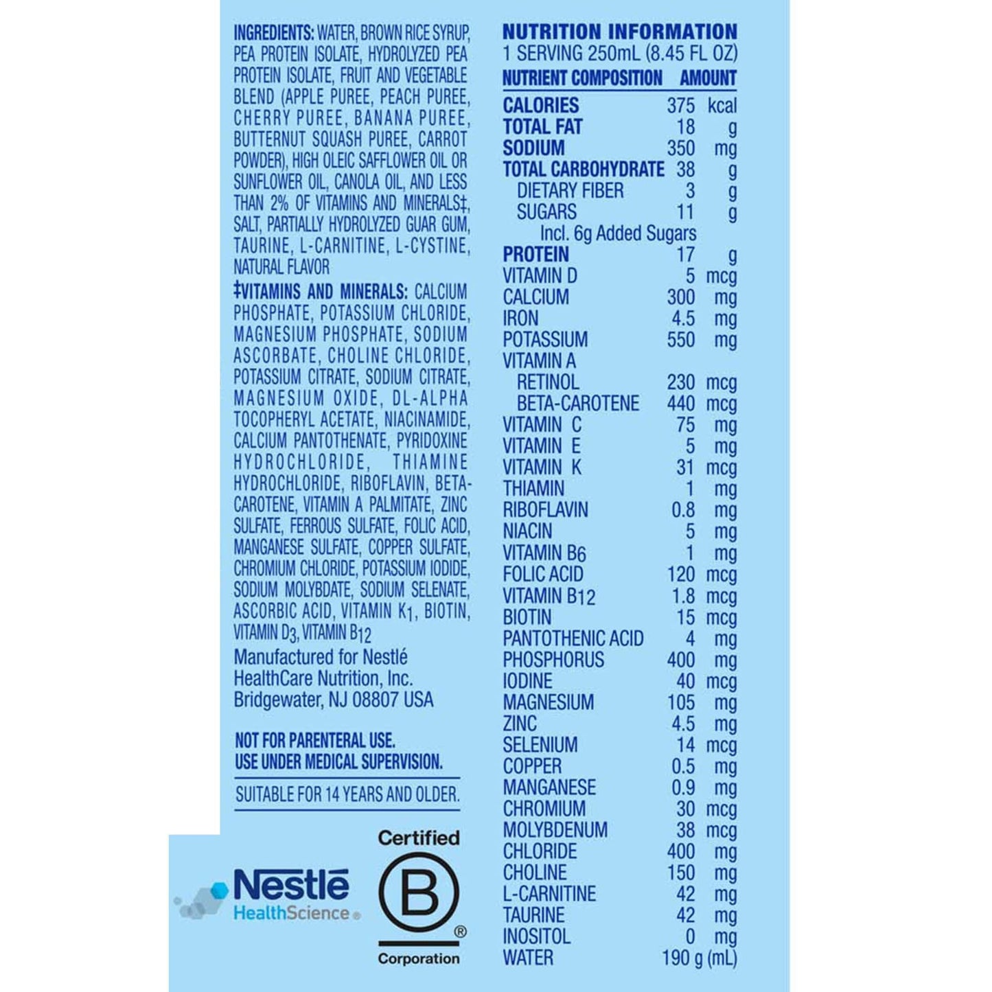 Compleat® 1.5 Original Plant-Based Tube Feeding Formula, Fruit Medley, 250 mL 00043900913933