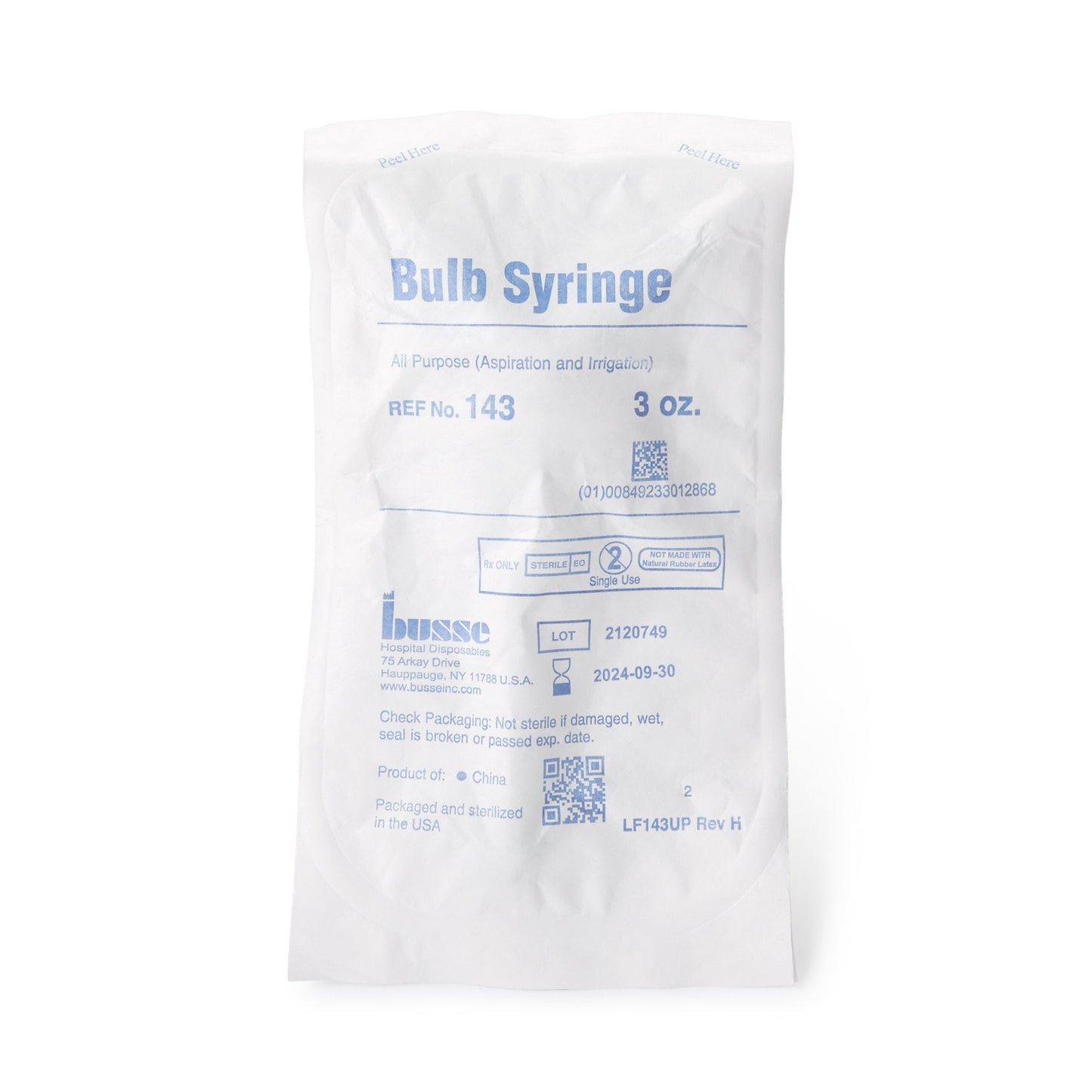 Busse Hospital Disposables Ear / Ulcer Bulb Syringe 143
