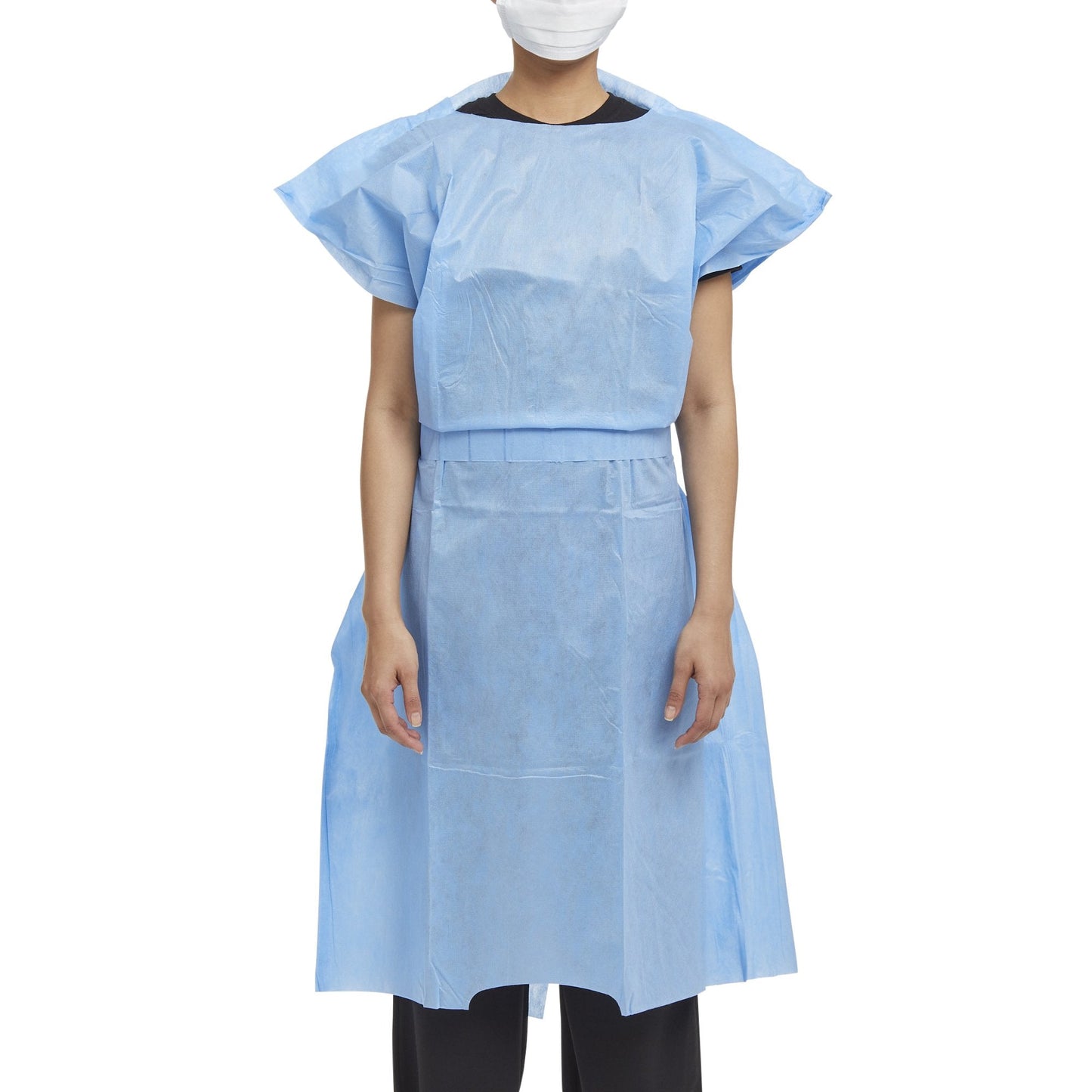 Patient Exam Gown Halyard One Size Fits Most Blue Disposable - 69766