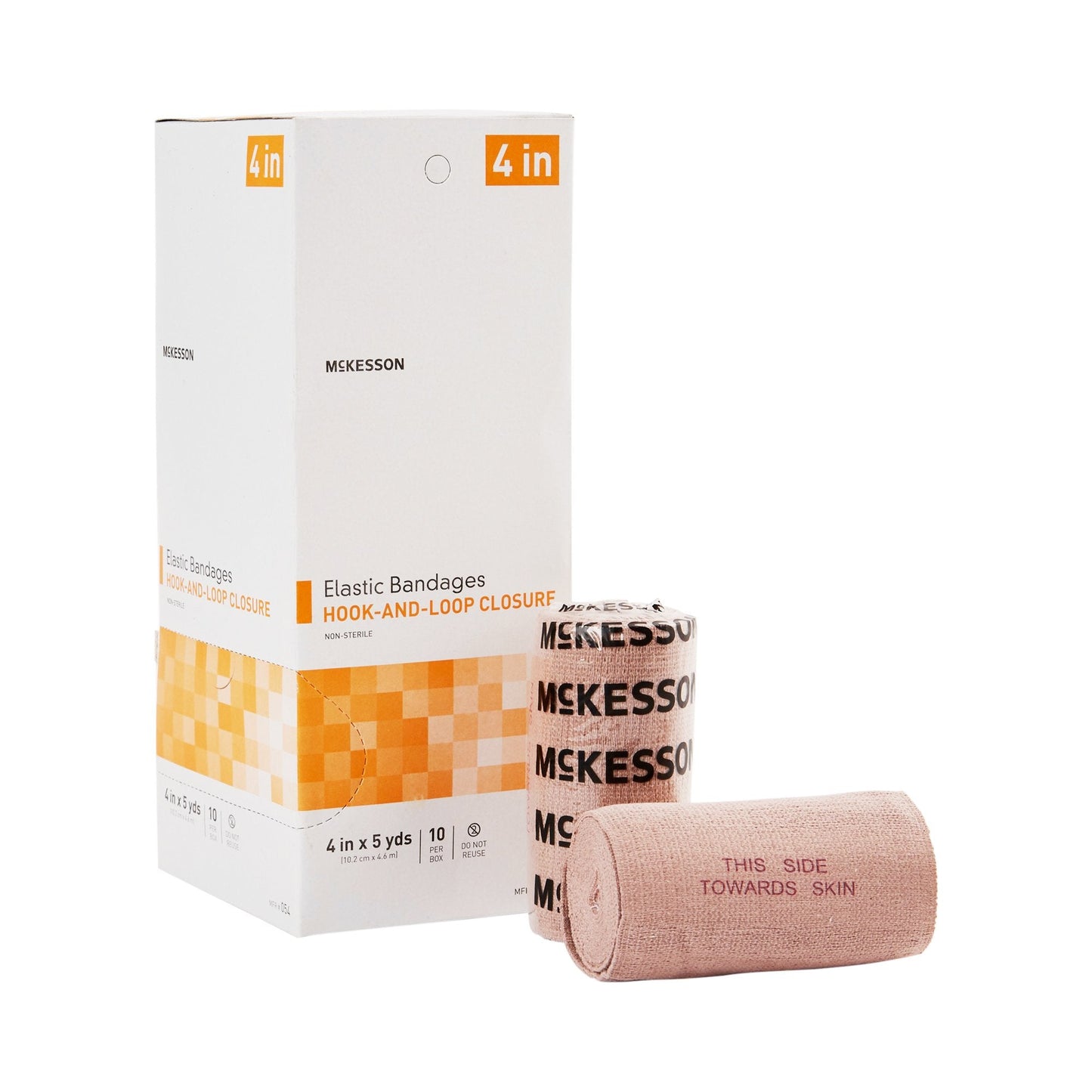 McKesson Hook and Loop Closure Elastic Bandage, 4 Inch x 5 Yard 054