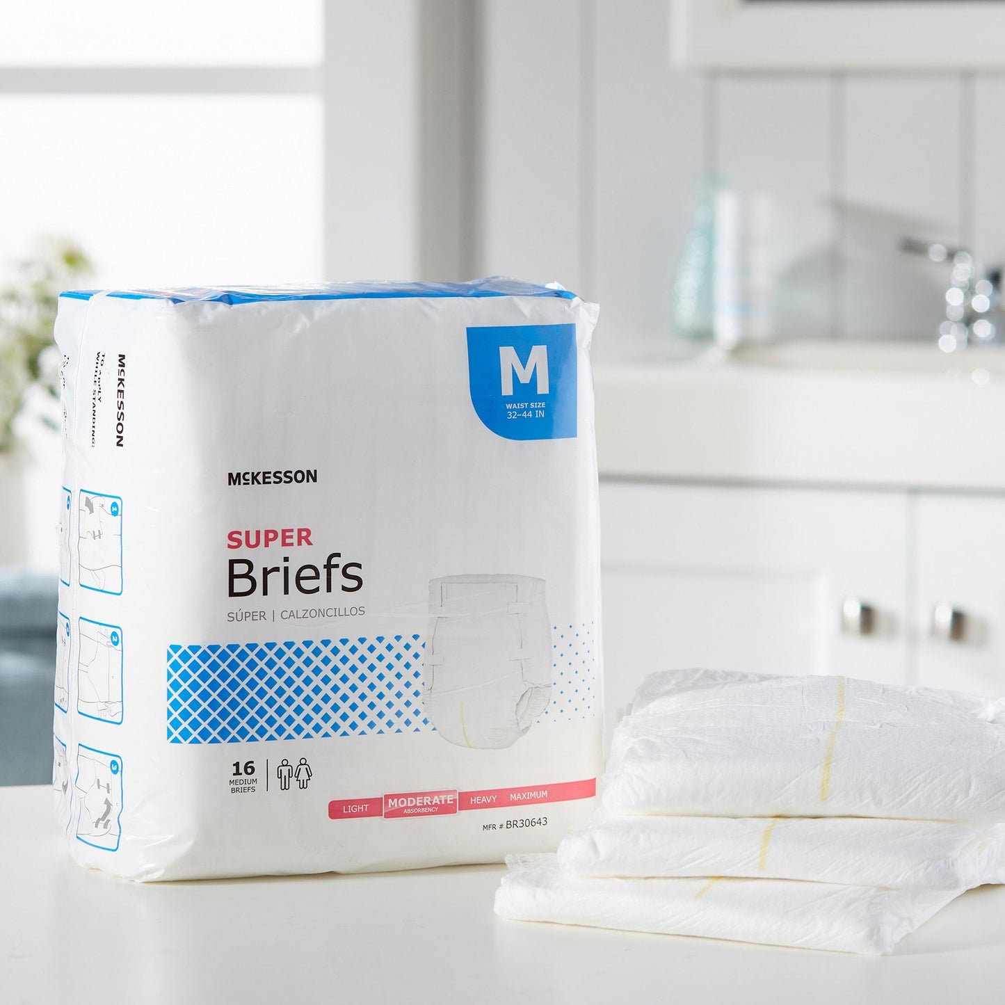 McKesson Super Moderate Absorbency Incontinence Briefs, Medium BR30643