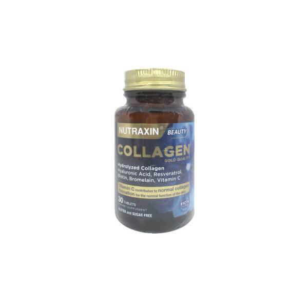Nutraxin Collagen Beauty Dietary Supplement - Hydrolyzed Collagen, Resveratrol, Hyaluronic Acid - 30 Tablets