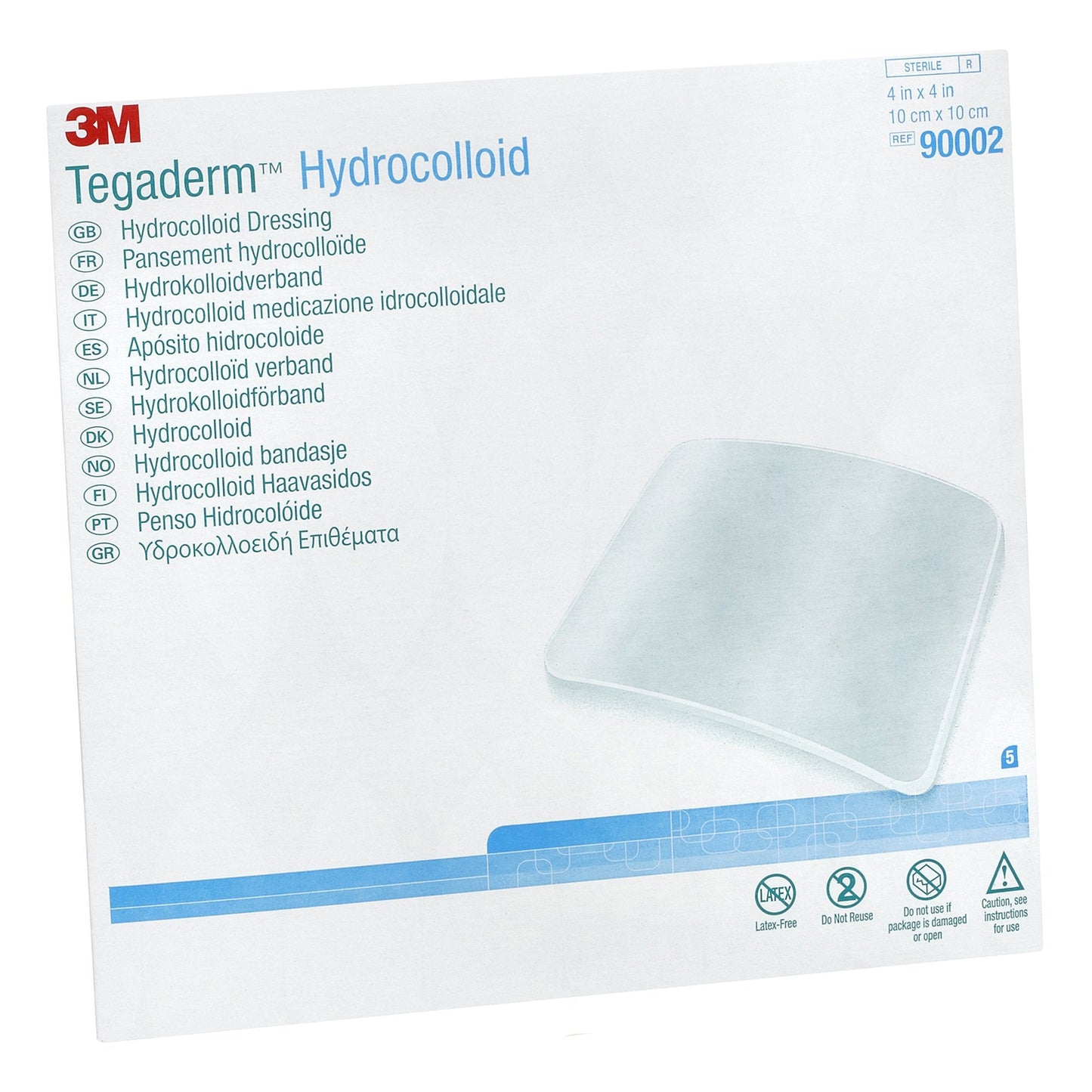 3M 3M Tegaderm Hydrocolloid Dressing, 4 x 4 Inch 90002, Box of 5