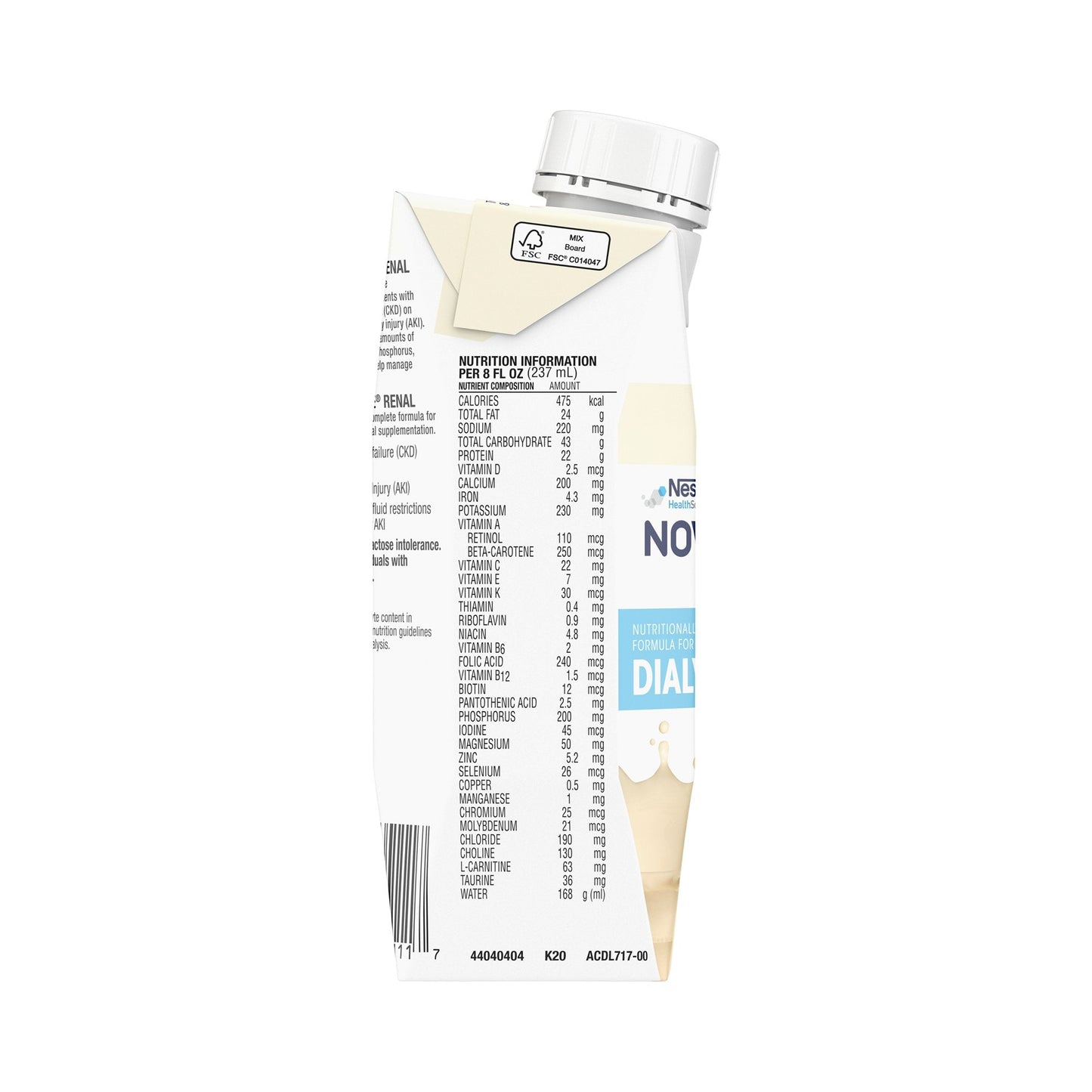 Novasource® Renal Vanilla Formula for Patients on Dialysis, 8-ounce carton 00043900306094
