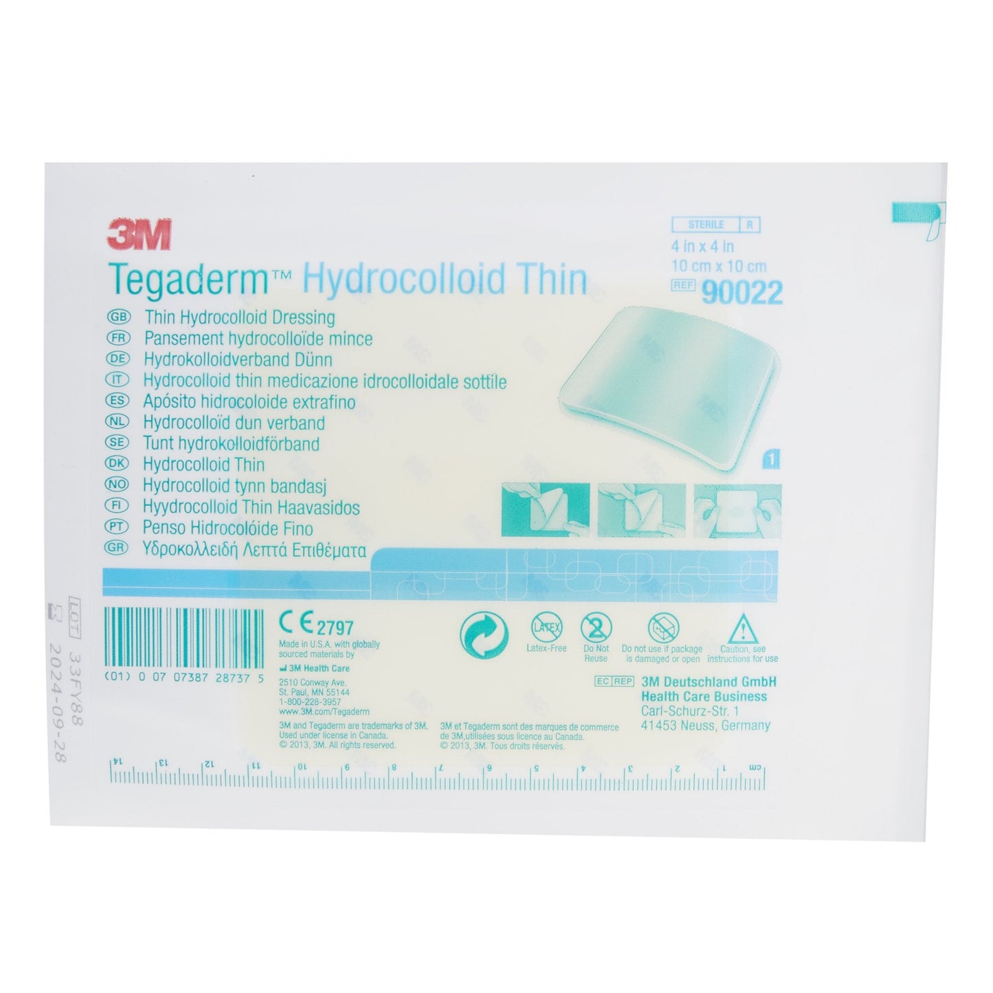 3M™ Tegaderm™ Thin Hydrocolloid Dressing, 4 x 4 Inch 90022