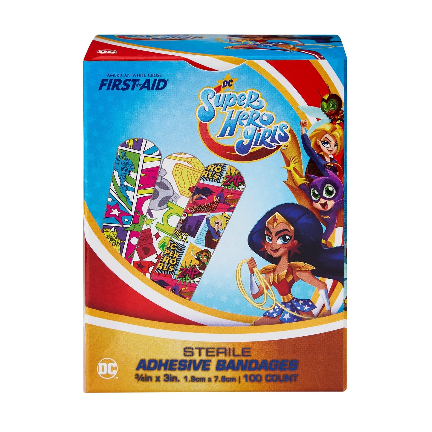 American® White Cross First Aid DC Super Hero Girls Kid Design Adhesive Strips 10859