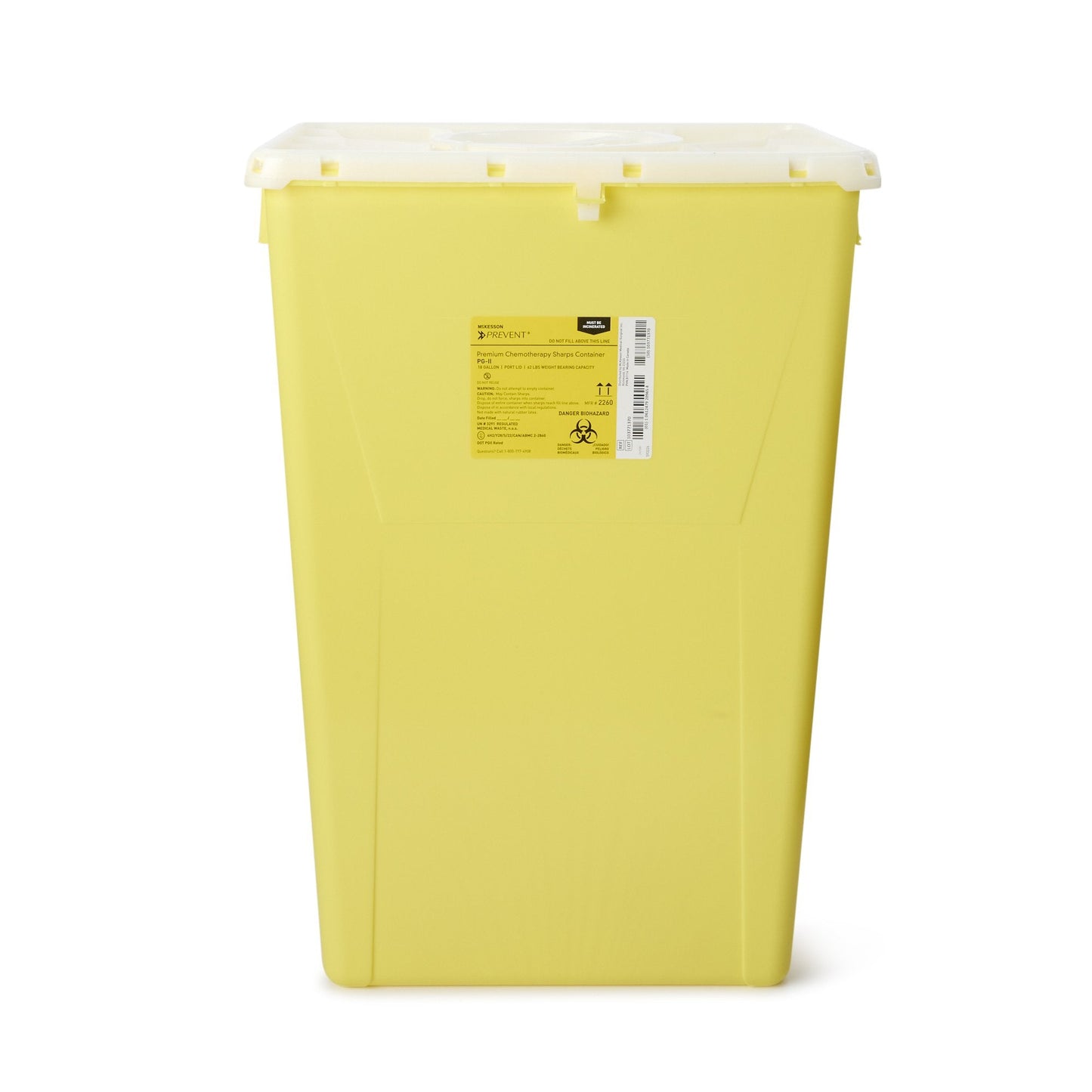 McKesson Prevent® Chemotherapy Sharps Container, 18-Gal., 24.6 x 17.3 x 13 Inch 2260