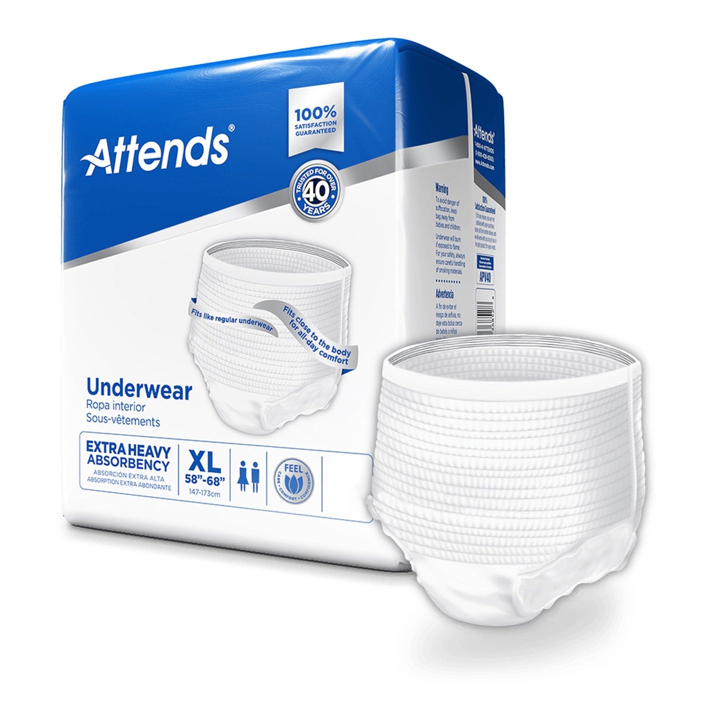 Attends® Care Adult Absorbent Underwear, Heavy Absorbency, X-Large, White APV40100
