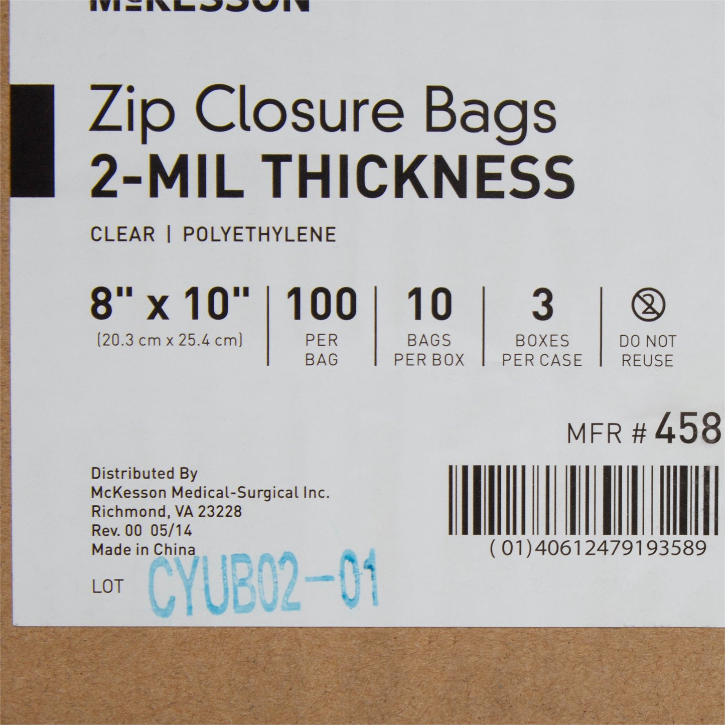 McKesson Zip Closure Bag, 8 X 10 Inches 4581