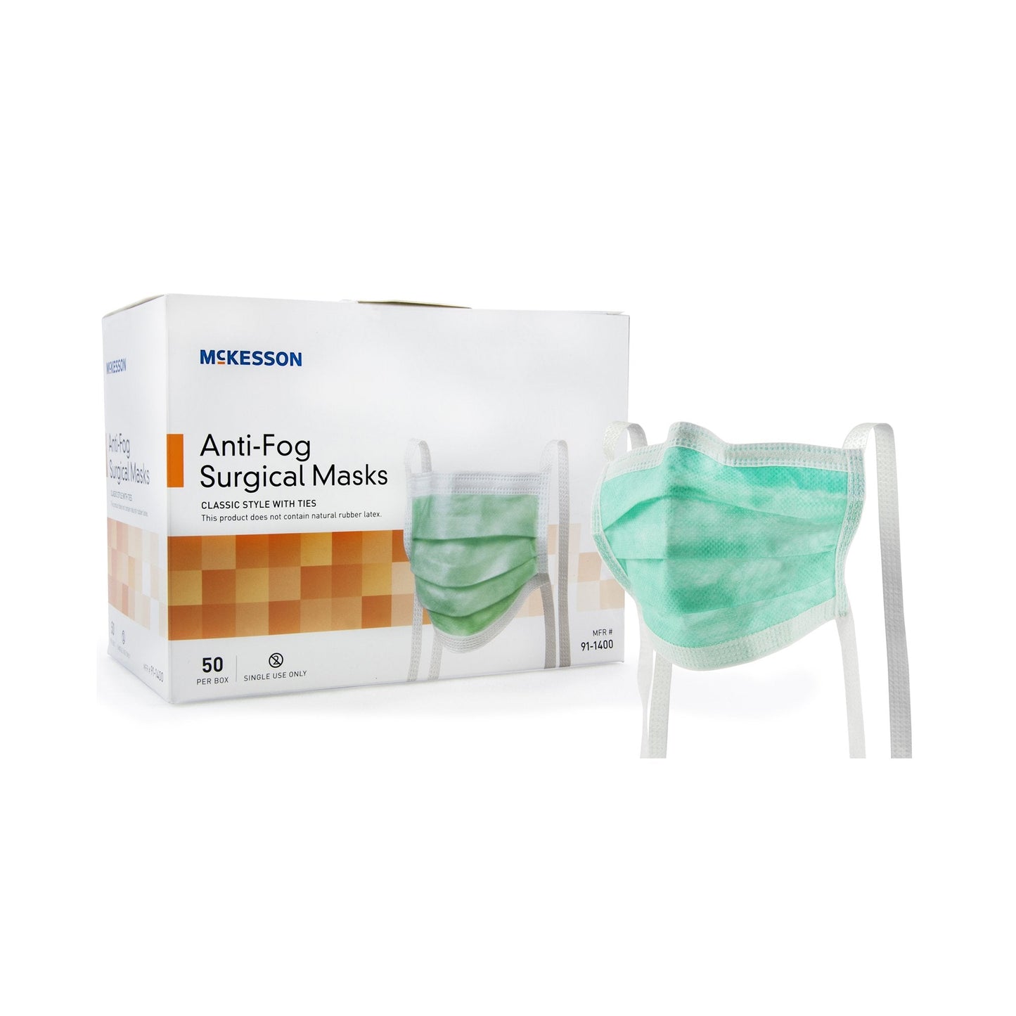 McKesson Classic Style Anti-Fog Surgical Mask, Green 91-1400