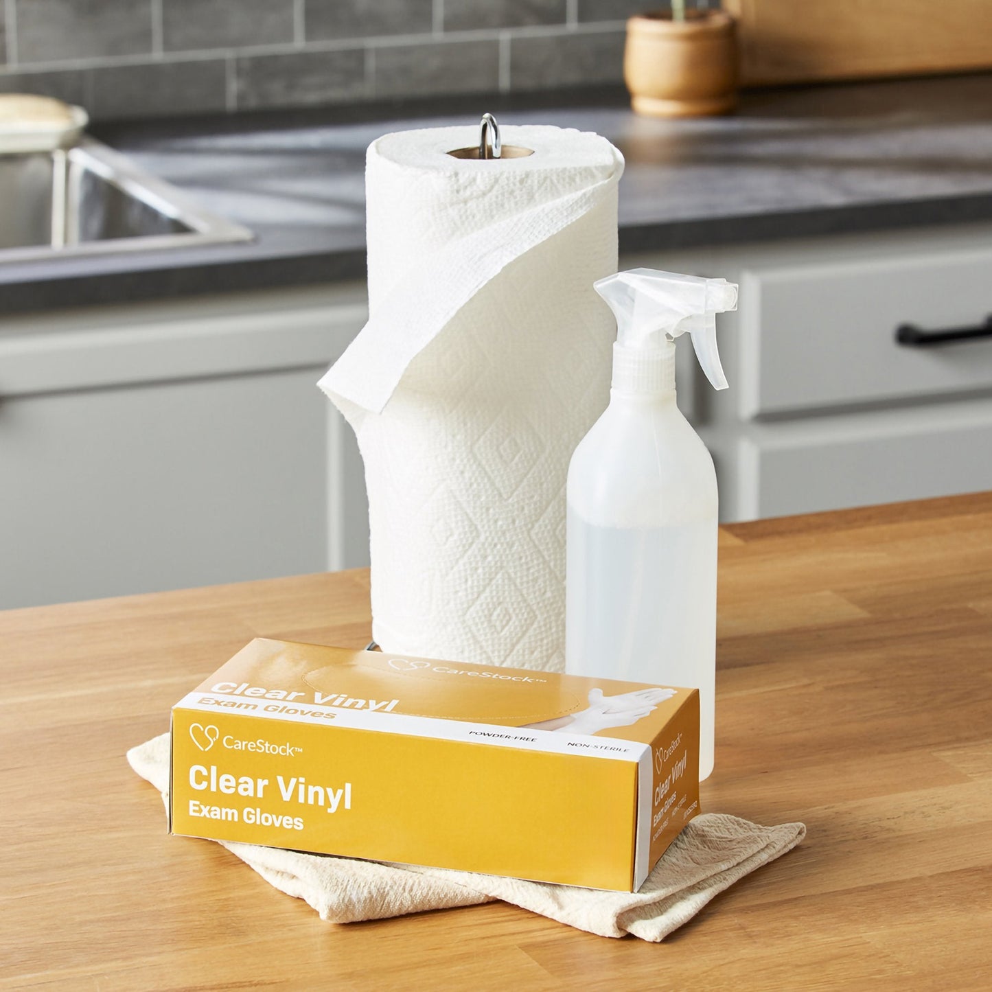 CareStock™ Vinyl Exam Glove, Medium, Ivory CS2594