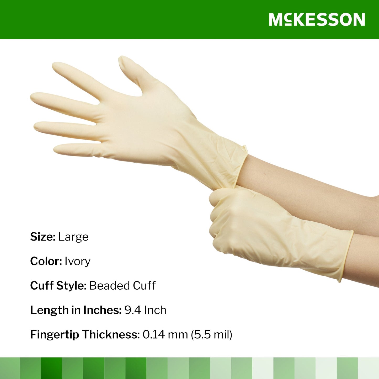 McKesson Confiderm® Latex Exam Glove, Large, Ivory 14-318