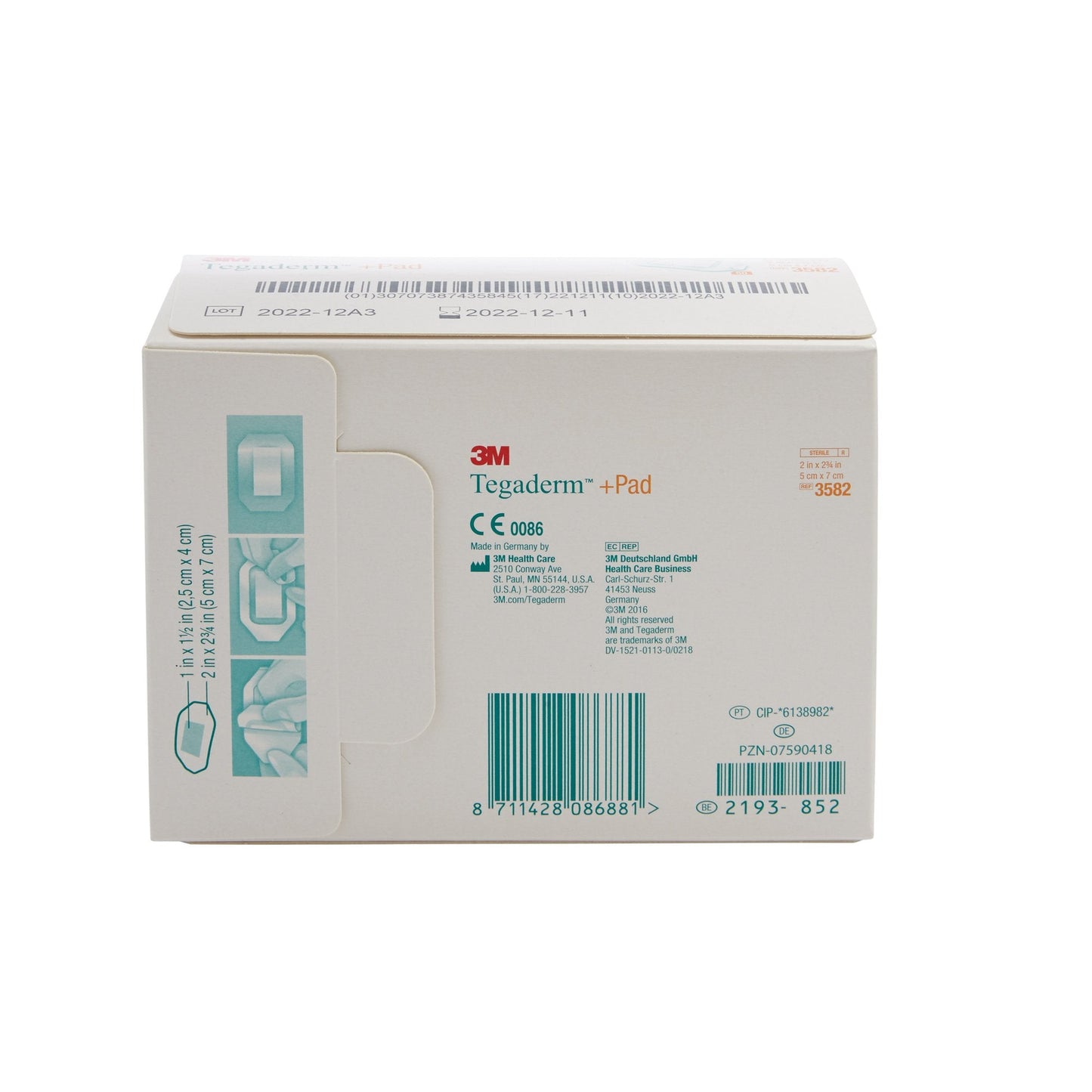 3M™ Tegaderm™ Film Dressing with Pad, 2 x 2-3/4 Inch 3582