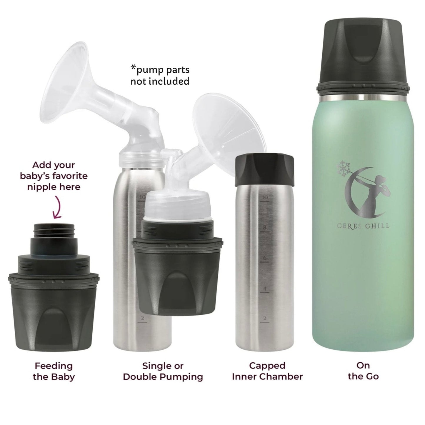 Ceres Chill OG Stainless Steel Breast Milk Chiller Container, Light Green CC-1-BC-L-ZN