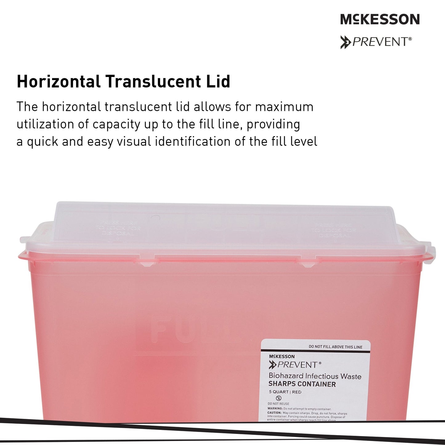 McKesson Prevent® Red Sharps Container, 1.25 Gallon, 10.75 x 10.5 x 4.75 Inch 2262