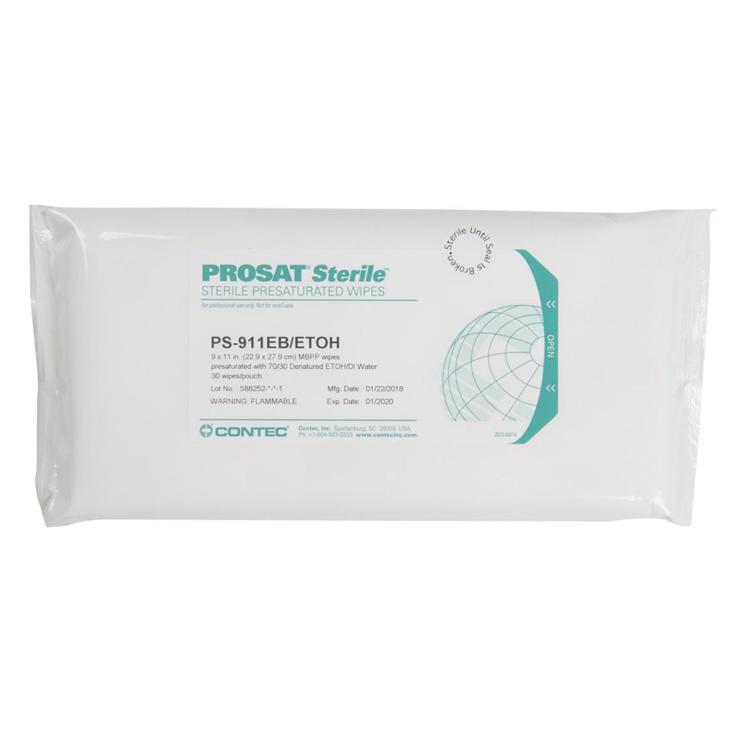 Surface Disinfectant Cleaner PROSAT® Sterile™ Premoistened Cleanroom Manual Pull Wipe 30 Count Soft Pack Alcohol Scent Sterile - PS-911EB/ETOH