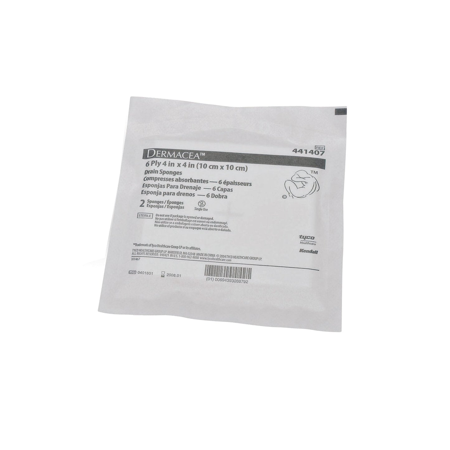 Dermacea™ Drain Sponge, 4 x 4 Inch, 6-Ply 441407