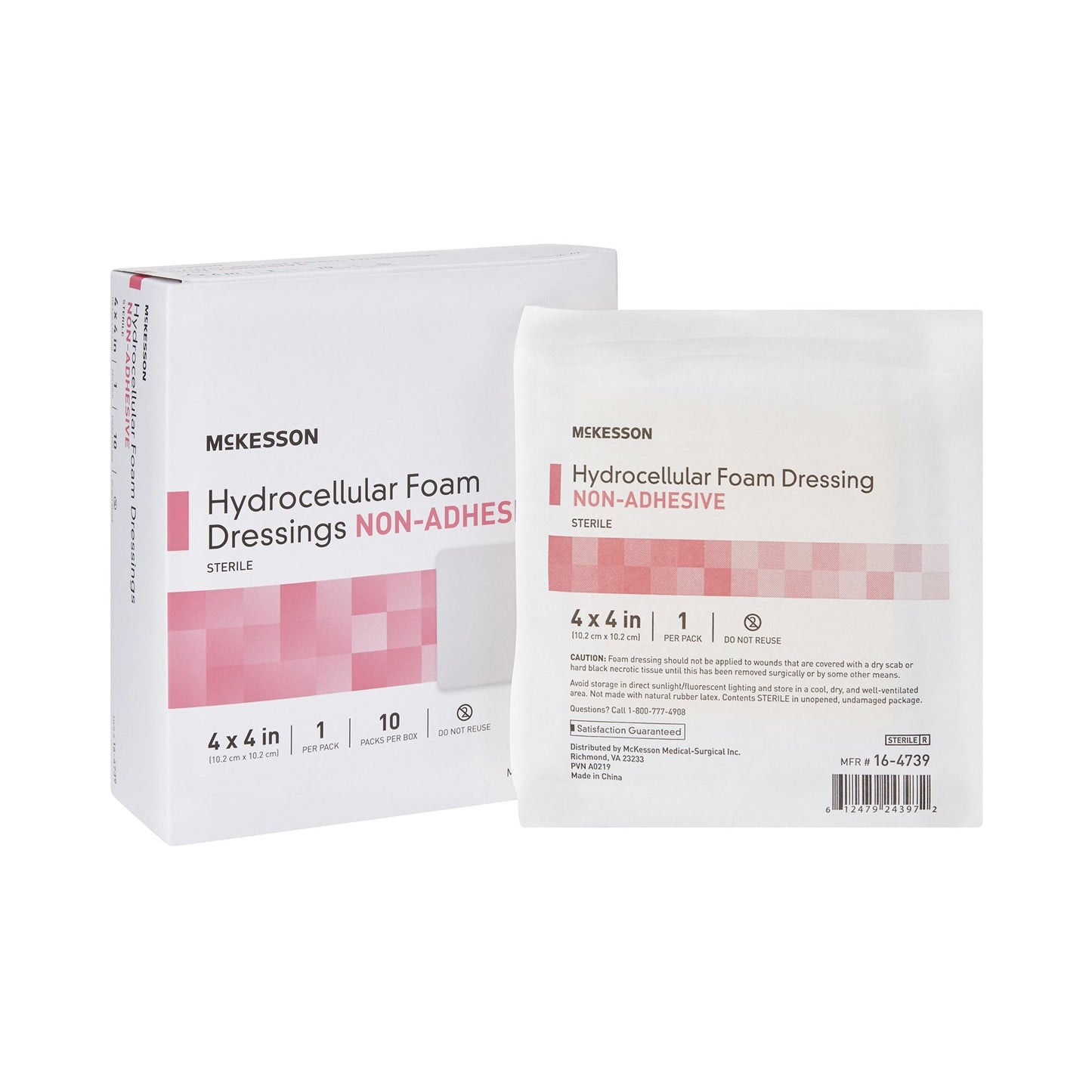 McKesson Nonadhesive without Border Foam Dressing, 4 x 4 Inch 16-4739