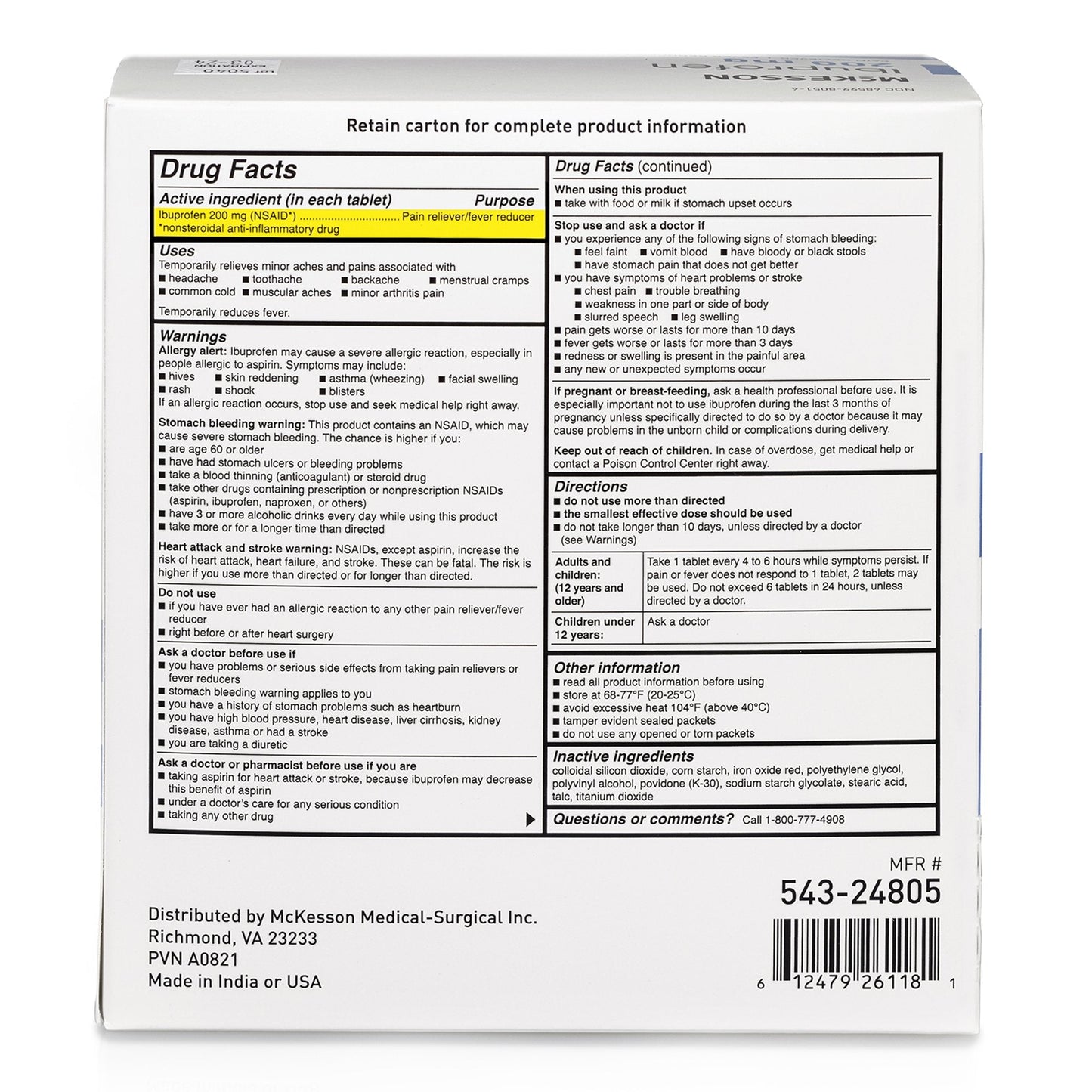 McKesson Ibuprofen Pain Relief 543-24805