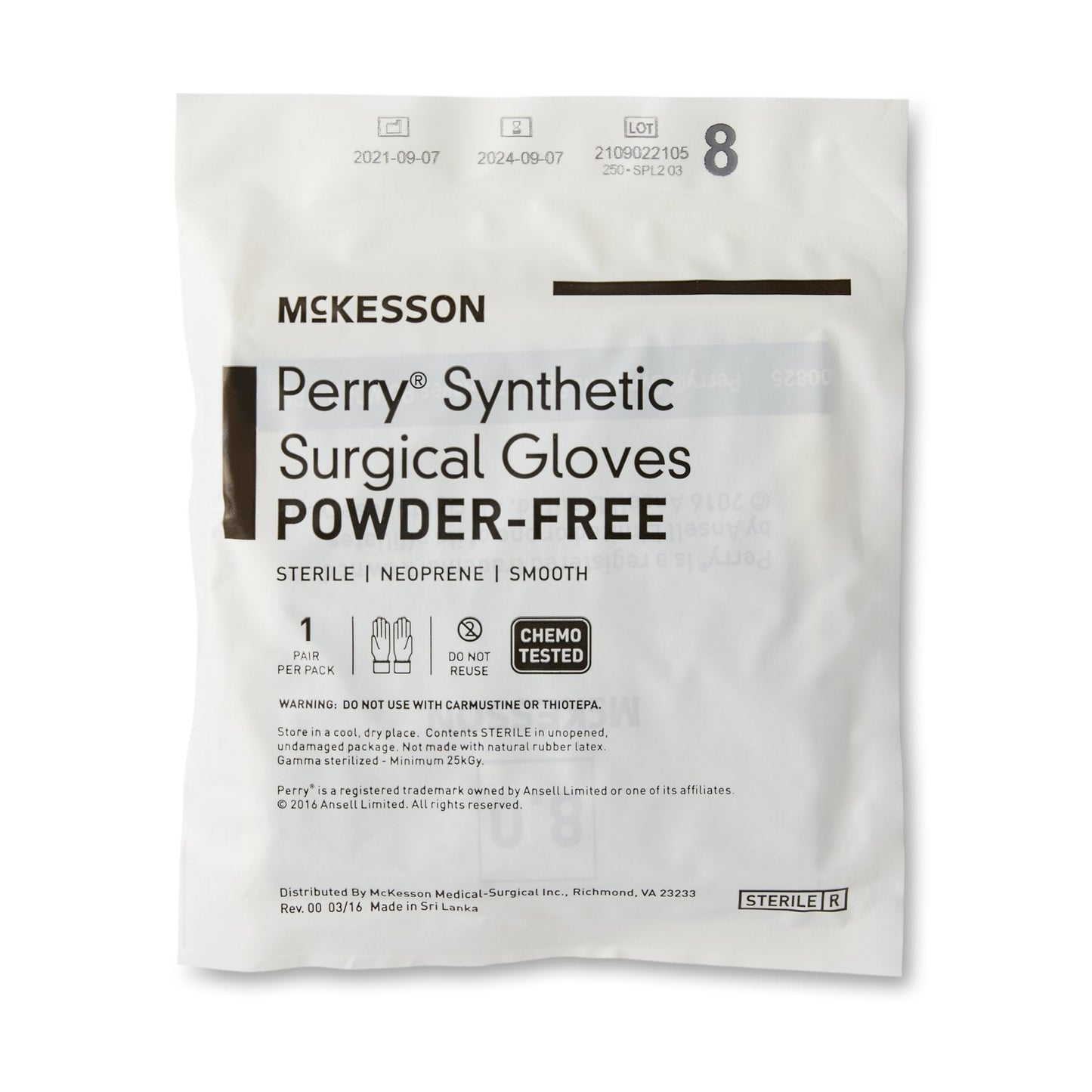 McKesson Perry® Performance Plus Polychloroprene Surgical Glove, Size 8, Green 20-2580N