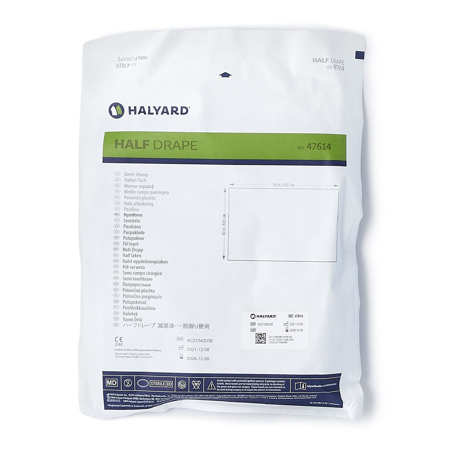 General Purpose Drape Half Drape 40 W X 58 L Inch Sterile - 47614