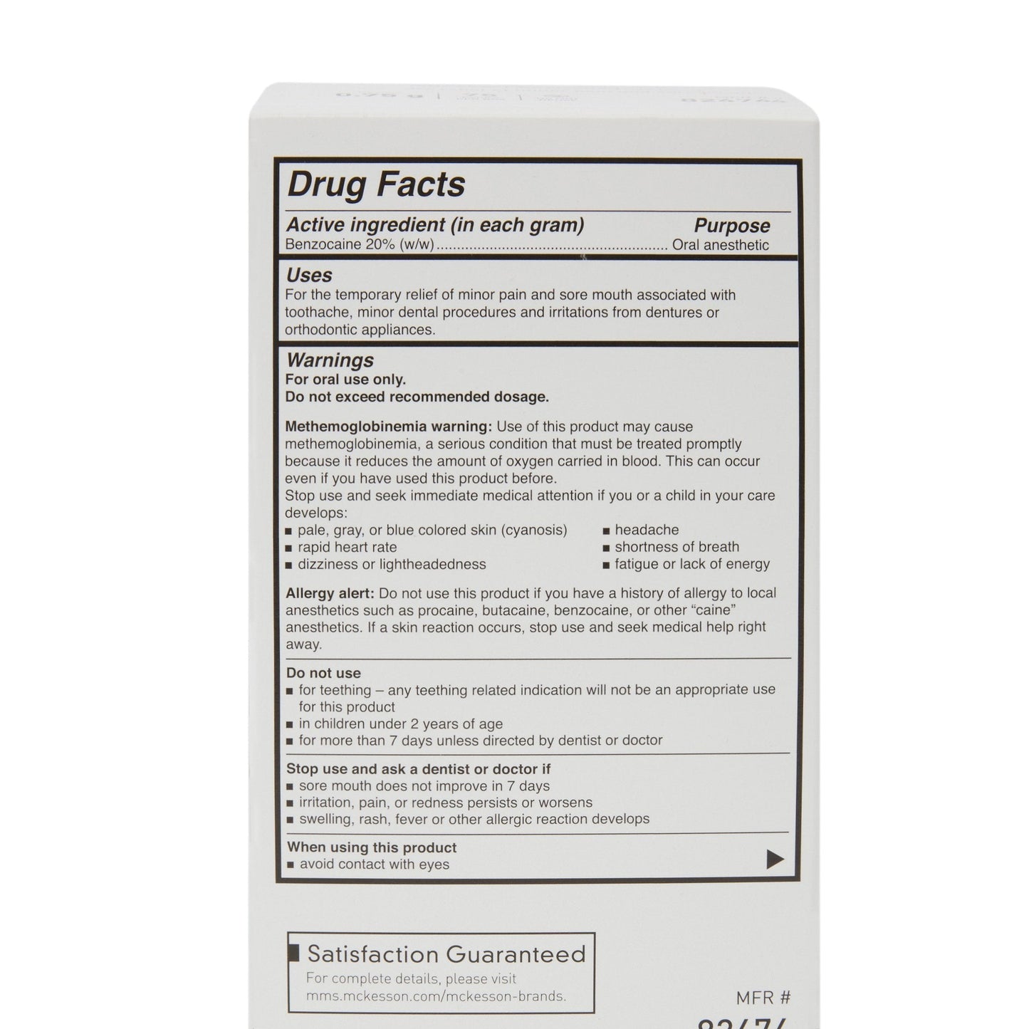 McKesson Benzocaine Oral Pain Relief 82474